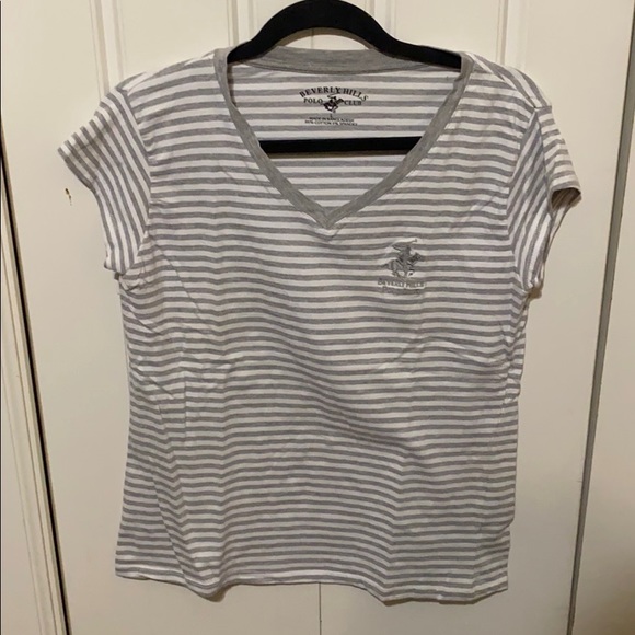 White and grey shirt from Beverly Hills Polo Club. - Picture 1 of 2